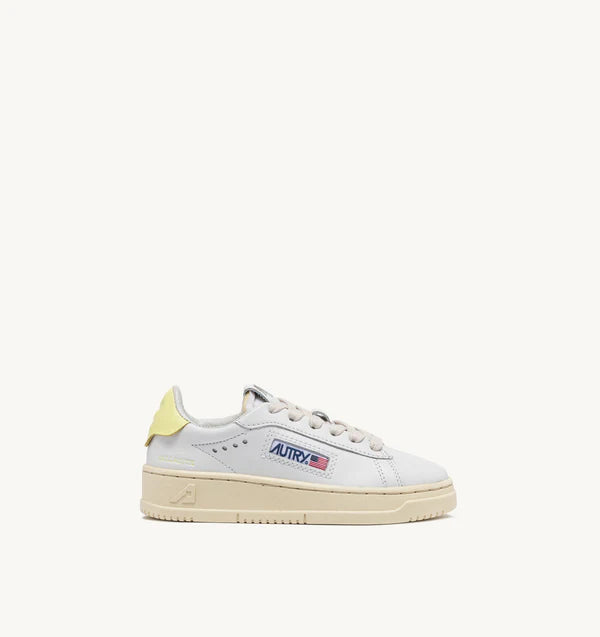 BASKET DALLAS LOW EN CUIR BLANC ET JAUNE POUR ENFANTS