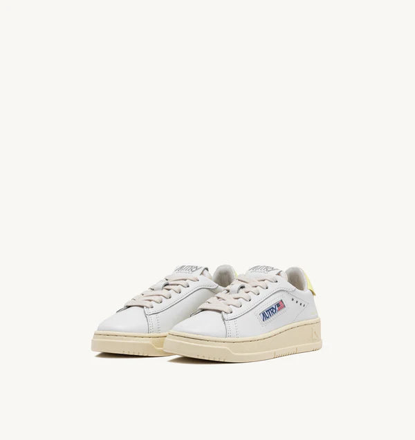 BASKET DALLAS LOW EN CUIR BLANC ET JAUNE POUR ENFANTS