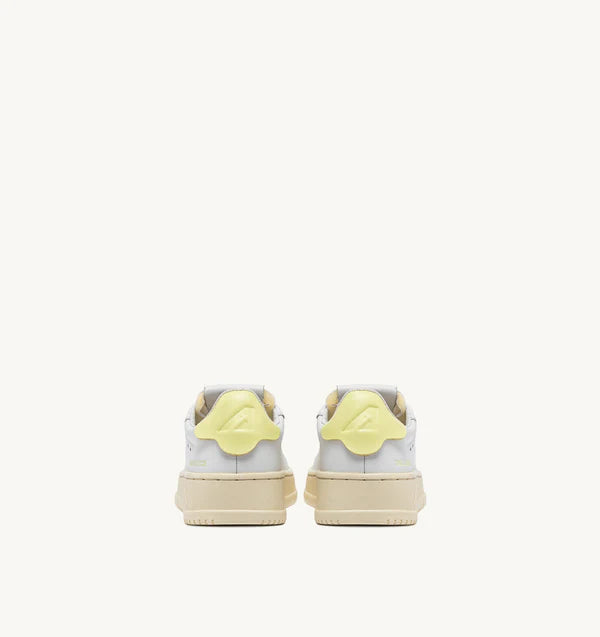 BASKET DALLAS LOW EN CUIR BLANC ET JAUNE POUR ENFANTS