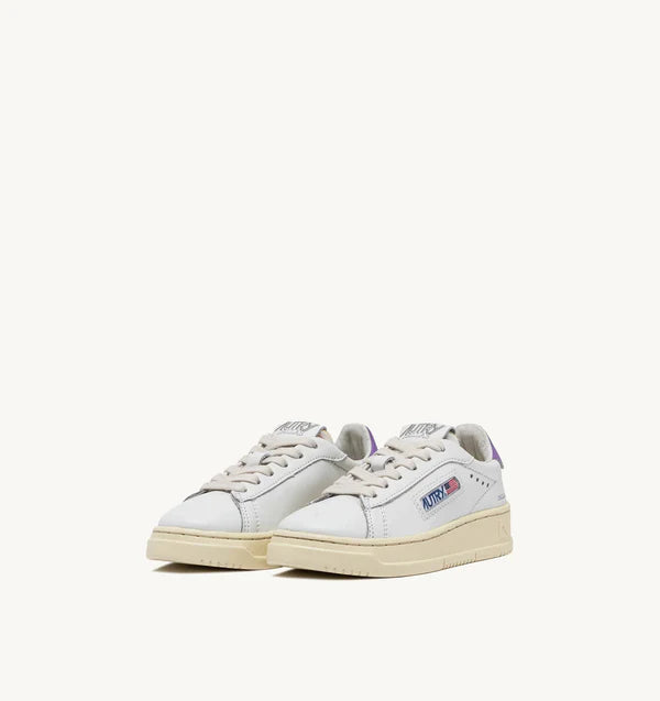 BASKET DALLAS LOW EN CUIR BLANC ET LILAS POUR ENFANTS
