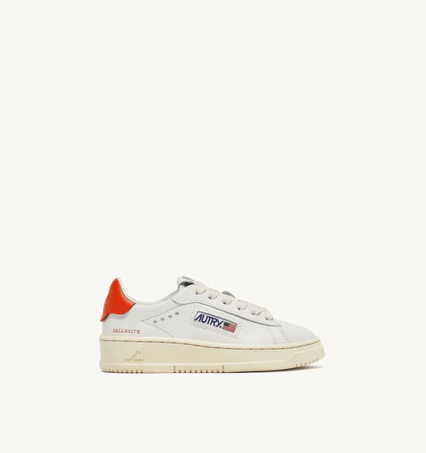 BASKET BAISSE DALLAS EN CUIR BLANC ET TANGERINE POUR ENFANTS