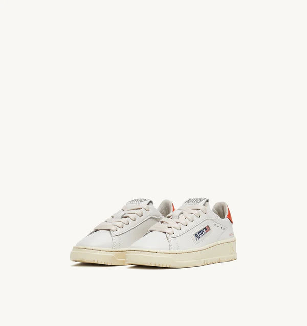 BASKET BAISSE DALLAS EN CUIR BLANC ET TANGERINE POUR ENFANTS