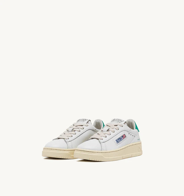 BASKET DALLAS LOW EN CUIR BLANC ET VERT POUR ENFANTS